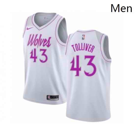 Mens Nike Minnesota Timberwolves 43 Anthony Tolliver White Swingman Jersey Earned Edition